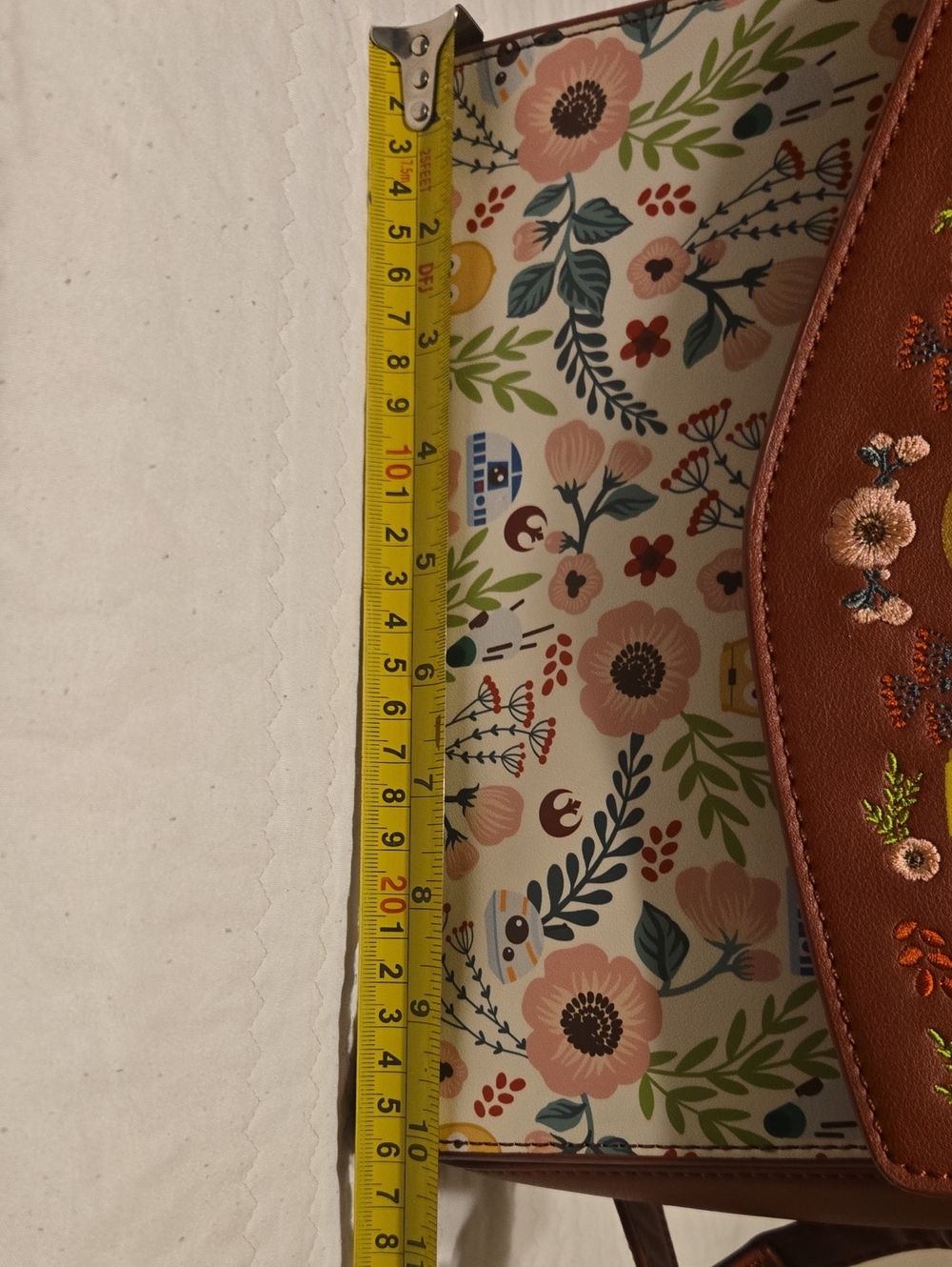 Loungefly Rust Floral Rebel Alliance Satchel - Picture 12 of 13